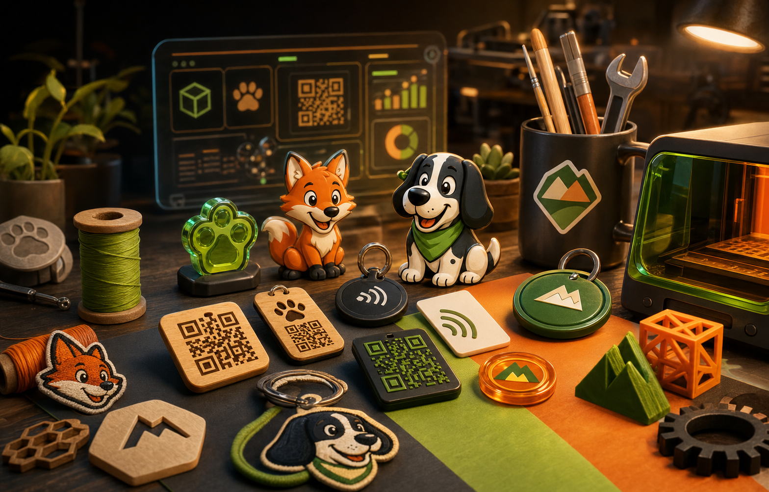 Productos personalizados con QR, NFC, bordado e impresion 3D